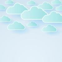 Cloudscape, blue sky with clouds, copy space, paper art style vector