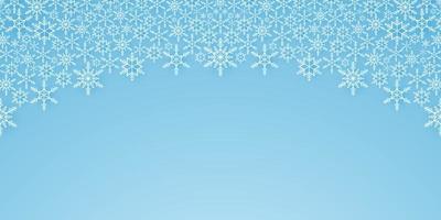 Merry Christmas, snowflakes pattern background, snow falling banner, copy space, paper art style vector