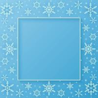 Merry Christmas, snowflakes pattern background, snow falling banner, frame with copy space, paper art style vector