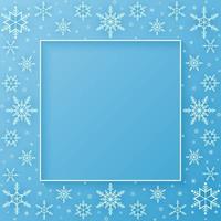 Merry Christmas, snowflakes pattern background, snow falling banner, frame with copy space, paper art style vector