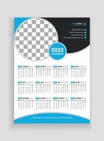 Diseño de calendario de pared de una página 2022. Diseño de calendario de pared 2022. Diseño de calendario de año nuevo 2022. La semana comienza el lunes. plantilla para calendario anual 2022 vector