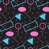 Seamless pattern in minimalistic geometric style. Pink, blue and black colors. Memphis style retro print. Abstract doodle background. Endless design. Print for textile, fashion and decor vector
