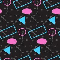 Seamless pattern in minimalistic geometric style. Pink, blue and black colors. Memphis style retro print. Abstract doodle background. Endless design. Print for textile, fashion and decor vector