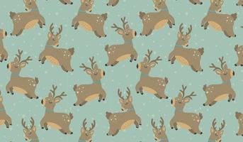 Christmas pattern with deers scandinavian hand drawn seamless pattern. New Year, Christmas, holidays texture for print, paper, design, fabric, background. Vector illustration