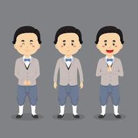 personaje de tailandia con varias expresiones. vector