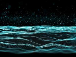 Fondo de partículas futuristas 3d con puntos cibernéticos que fluyen
