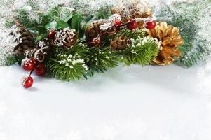 Christmas decorations with snowy border photo