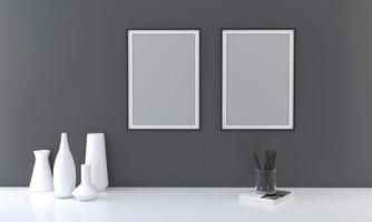 The blank picture frames on the Dark wall photo