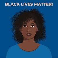 las vidas de los negros son importantes. hermosa mujer negra triste. concepto de racismo. ilustración vectorial vector