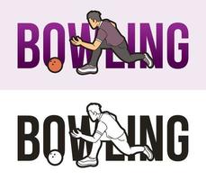 Bowling Text Design with Sport Player vector