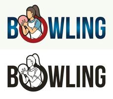 Bowling Font with Sport Player vector