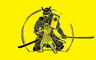 vector gráfico de dibujos animados de guerrero samurai