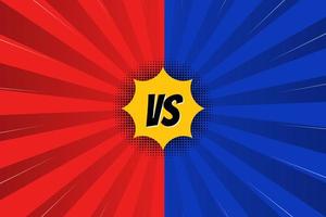 versus vs battle screen background red and yellow in comic style vector