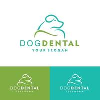 Cuidado dental del animal doméstico animal con diseño del ejemplo del icono del vector del logotipo del perro