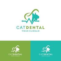 Cuidado dental para mascotas con diseño de ilustración de icono de vector de logotipo de gato