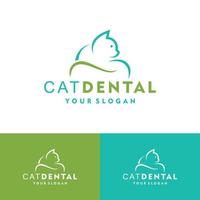 Animal Pet Dental Care with Cat logo vector icon illustration design