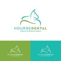 Cuidado dental del animal doméstico animal con diseño del ejemplo del icono del vector del logotipo del caballo