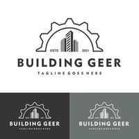 Building Architect construction logo gear vector illustration design