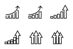 Set of Statistics line growth icons. Vector illustration