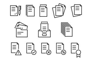 Set of documents related vector line icons illustration