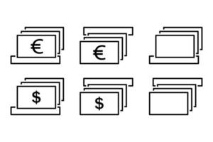 Set of deposit and withdrawal icons. Vector illustration