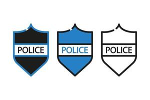 conjunto de letrero policial. icono de escudo. ilustración vectorial en diseño plano vector