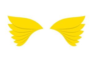 Vector Wings yellow color with shadow. Illustration in flat design