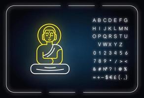 Buddha statue neon light icon vector