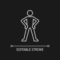 Confidence body language white linear icon for dark theme vector