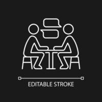 Interpersonal communication white linear icon for dark theme vector