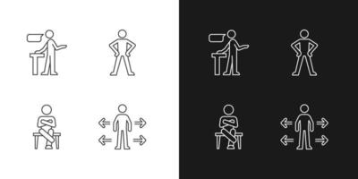 Communication skills linear icons set for dark and light mode vector