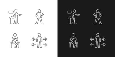 Communication skills linear icons set for dark and light mode vector