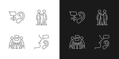 Verbal and nonverbal communication linear icons set for dark and light mode vector