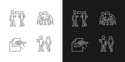 Understanding in communication linear icons set for dark and light mode vector