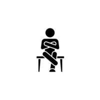 Closed body language black glyph icon vector