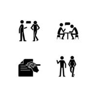 Understanding in communication black glyph icons set on white space vector