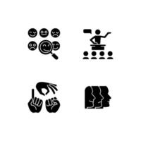 Building relationships with people black glyph icons set on white space vector