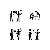 Communicating information effectively black glyph icons set on white space vector