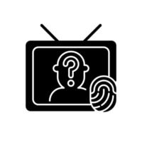 Online investigation show black glyph icon vector