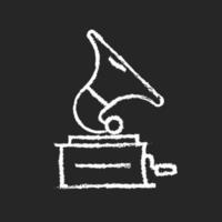 Gramophone chalk white icon on dark background vector