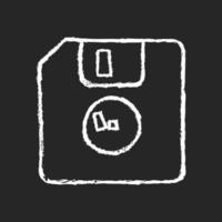 Diskette chalk white icon on dark background vector