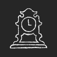 Reloj de mesa vintage icono de tiza blanca sobre fondo oscuro vector