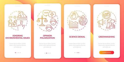 Science denial red onboarding mobile app page screen vector