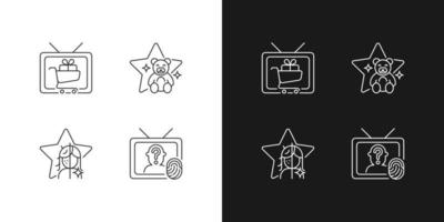 Television linear icons set for dark and light mode vector