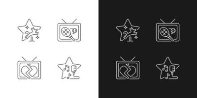 Television series genres linear icons set for dark and light mode vector