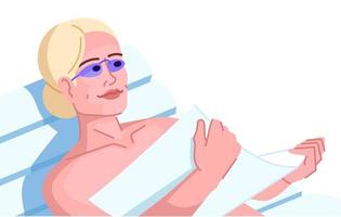 Tanning dependence flat color vector illustration