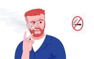 Nicotine addiction flat color vector illustration