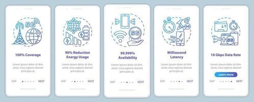 5G technologies onboarding mobile app page screen vector template