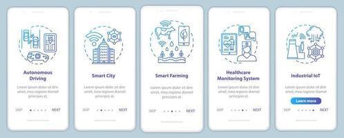 5G technologies onboarding mobile app page screen vector template