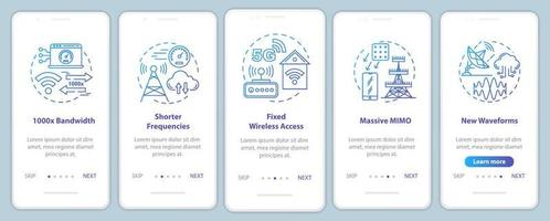 Plantilla de vector de pantalla de página de aplicación móvil de incorporación de tecnologías 5g